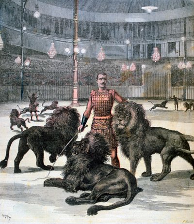 Löwenbändigung im Lhippodrome, Paris, 1891 von Henri Meyer