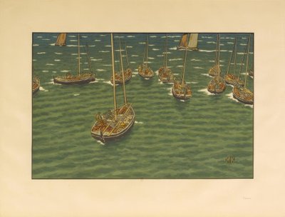 Boote vor Anker in Tréboul von Henri Rivière