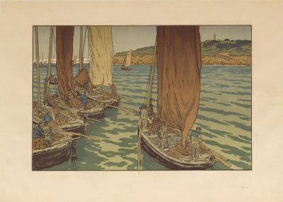 Abfahrt der Boote in Tréboul von Henri Rivière
