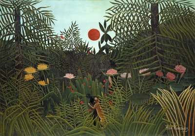 Schwarze Person von einem Jaguar angegriffen, 1910 von Henri Rousseau
