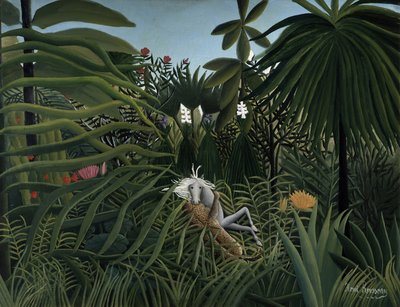Jaguar greift ein Pferd an, 1910 von Henri Rousseau