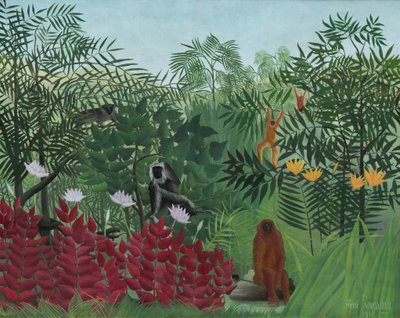 Tropischer Wald mit Affen, 1910 von Henri Rousseau