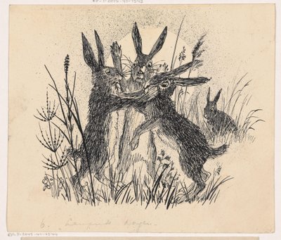 Kämpfende Hasen von Henri Verstijnen