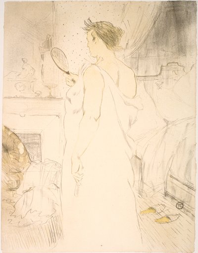 Frau mit Spiegel, der Spiegel in der Hand von Henri de Toulouse Lautrec