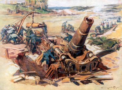 370 Mörser im Einsatz, 1918, 1926 von Henry Cheffer