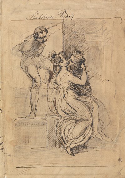 Figur, die sich über Treppen lehnt von Johann Heinrich Füssli