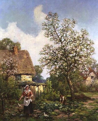 Hühner füttern von Henry John Yeend King