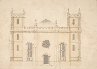 Fassade einer neugotischen Kirche, 1745-76 von Henry Keene.