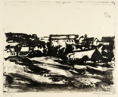 Hügelige Landschaft mit Häusern von Henry Nielsen
