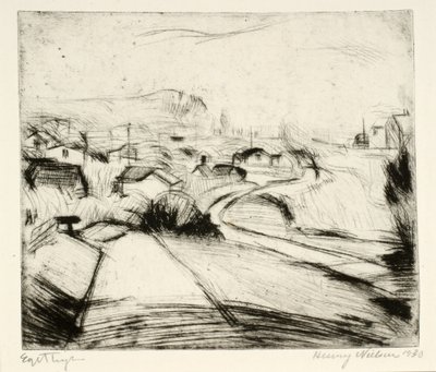Landschaft mit Straße und Häusern von Henry Nielsen