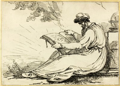 Orientale mit Bart, liest ein Buch von Henry Singleton