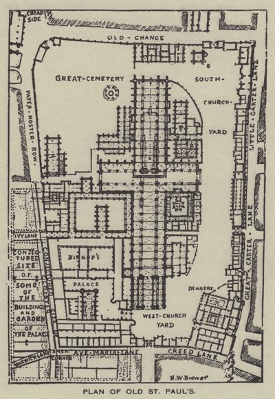 Plan von Alte St. Pauls von Henry William Brewer