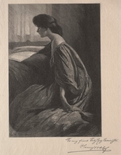 Mädchen, das an einem Fenster liest von Henry Wolf