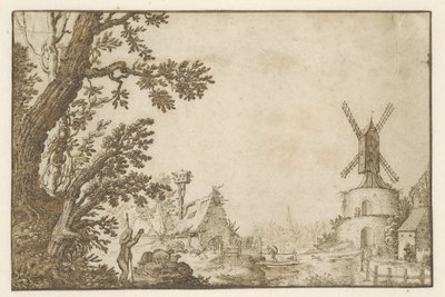 Landschaft mit einer Mühle auf einem Bollwerk von Herman Breckerveld