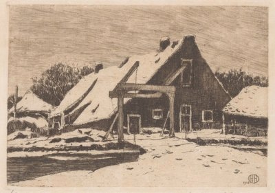 Bauernhof mit Zugbrücke von Herman Heuff (signed by artist)