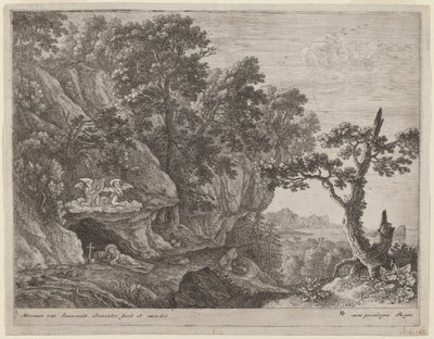 Die reuige Magdalena in einer Landschaft von Herman van Swanevelt