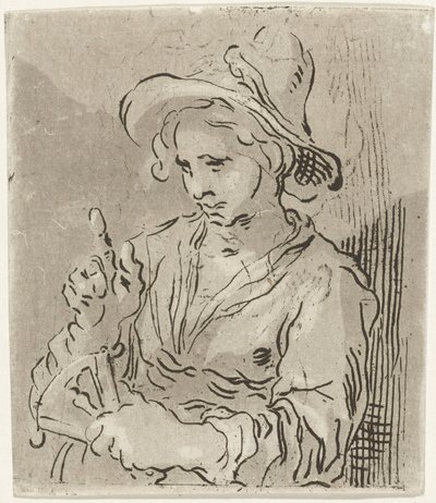 Frau mit Fächer von Hermanus Fock