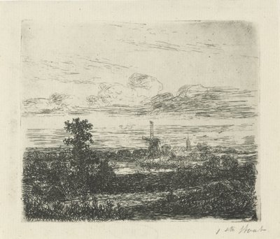 Landschaft mit einer Mühle von Hermanus Jan Hendrik van Rijkelijkhuysen
