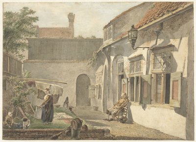 Hinterhof mit Figuren in Utrecht von Hermanus van Brussel