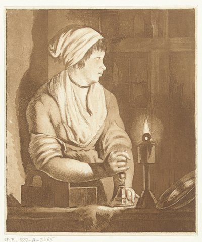 Dienstmädchen mit Kerzenhalter von Hermanus van Brussel