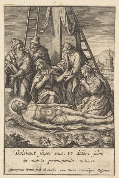 Die Beweinung, vor 1619 von Hieronymous Wierix