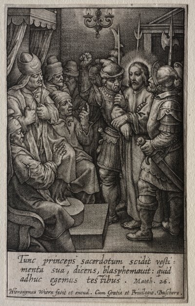 Die Passion: Christus vor Kaiphas von Hieronymus Wierix