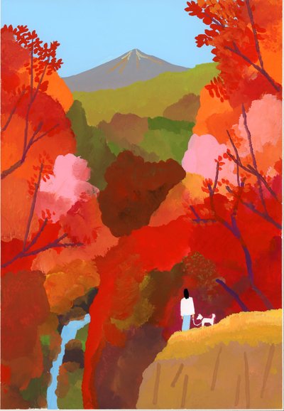 Herbstblätter und Wasserfälle von Hiroyuki Izutsu