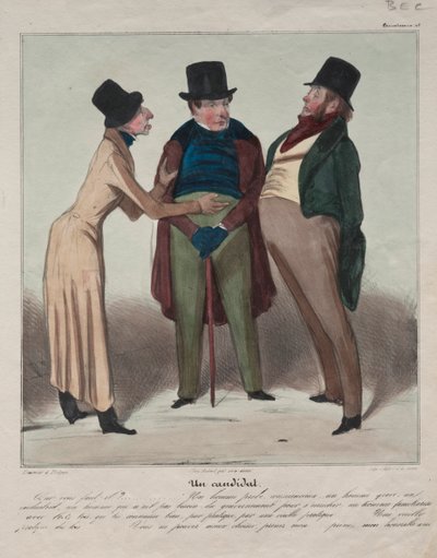 Caricaturana (Platte 48): Ein Kandidat von Honoré Daumier