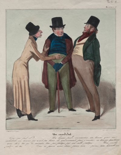 Caricaturana Platte 48: Ein Kandidat, 1837 von Honoré Daumier