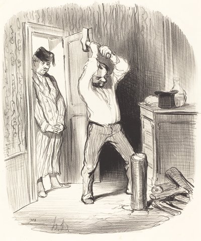 Ist es Gott erlaubt... Holz zu spalten... von Honoré Daumier