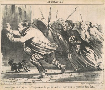 Der Feind der Hunde, der die Unvorsichtigkeit hatte ... von Honoré Daumier