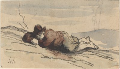 Ruhe auf dem Land (Sancho Panza) von Honoré Daumier