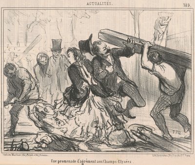 Ein Spaziergang auf den Champs-Elysées von Honoré Daumier