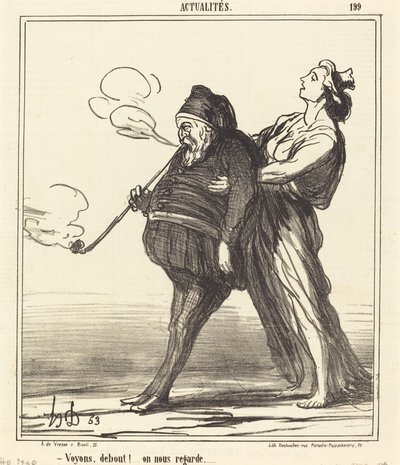 Schau!... steh auf, man beobachtet uns von Honoré Daumier