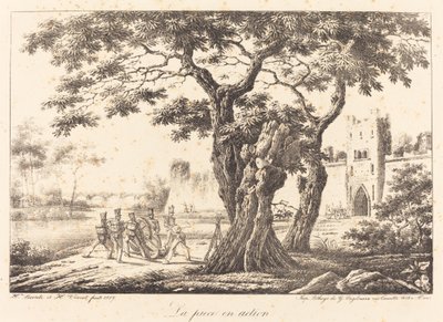 Das Stück in Aktion von Emile Jean Horace Vernet