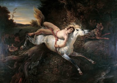 Mazeppa und die Wölfe, 1826 von Emile Jean Horace Vernet