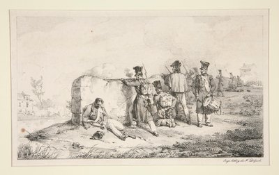 Soldaten in Schützenlinie von Emile Jean Horace Vernet