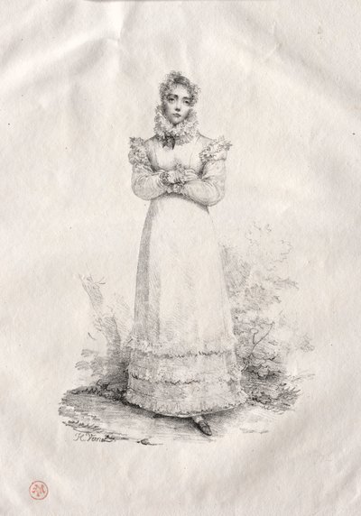 Junge Frau stehend von Emile Jean Horace Vernet