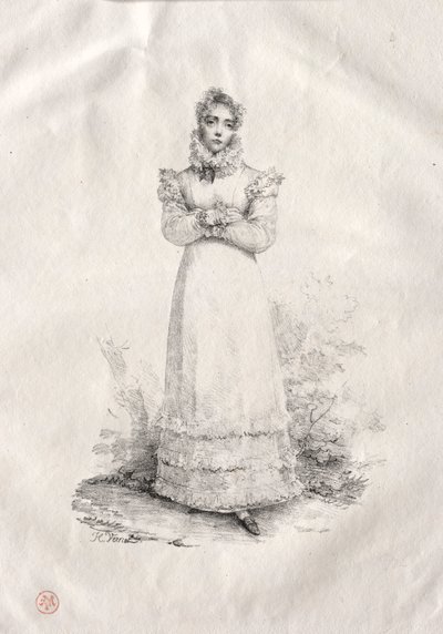 Junge Frau stehend von Emile Jean Horace Vernet