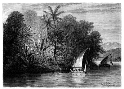 Ein Anblick auf Celebes, Indonesien, 19. Jahrhundert von Hubert Clerget