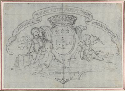 Wappen mit drei Putti von Hubert Francois Gravelot