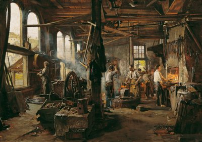 Interieur einer Hammerschmiede von Hugo Charlemont