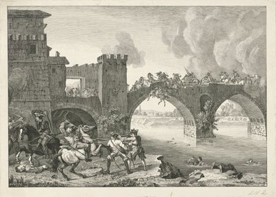Kampf auf einer Brücke von Hyacinth de La Pegna