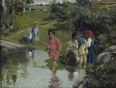 Kinder beim Angeln, 1882 von Illarion Mikhailovich Pryanishnikov