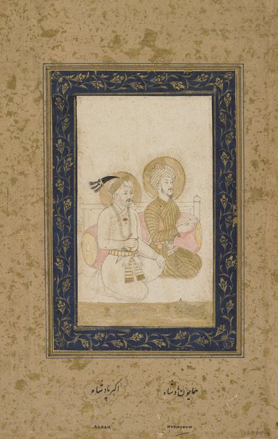 Humayun und Akbar, abgelöstes Albumblatt, ca. 1900 von Indian School