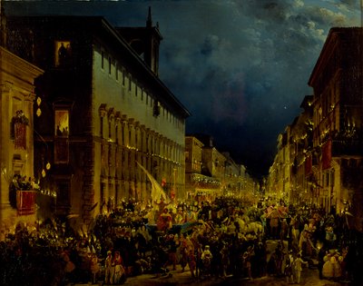 Der Moccoli-Abend in Rom, 1834 von Ippolito Caffi