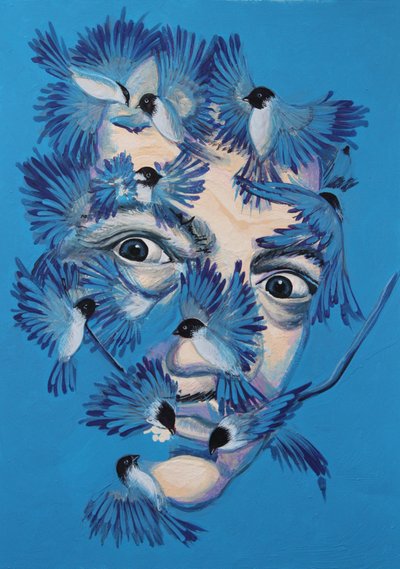 Dalí und Meisen von Irina Corduban
