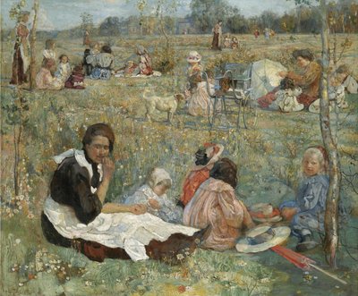 Kindermädchen mit Kindern, 1912 von Isaak Israilevich Brodsky