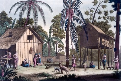 Einheimische Siedlung in Sumatra, ca. 1820er-30er Jahre von Italian School