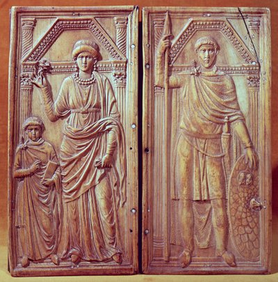 Diptychon, das Stilicho (ca. 365-408), Serena und Eucharius darstellt von Italian School